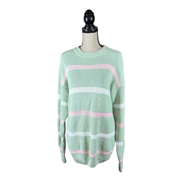 Vintage Claybrooke Pastel Stripe Grandpa Sweater Size Large - Picture 1 of 4